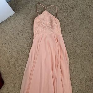 Floor length light pink halter dress, worn once!